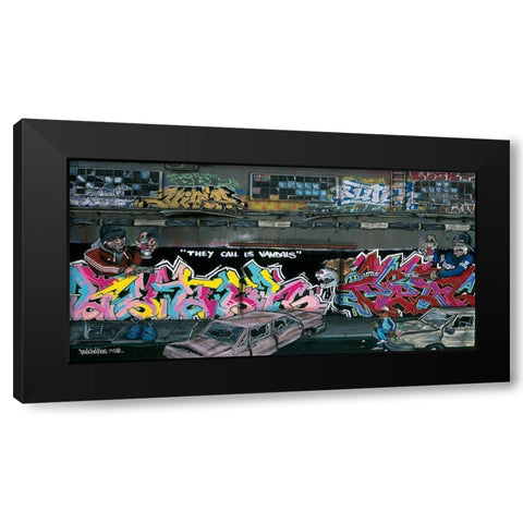 Ze Dog Black Modern Wood Framed Art Print by Butch and Pea