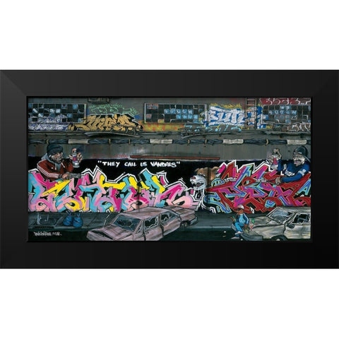 Ze Dog Black Modern Wood Framed Art Print by Butch and Pea