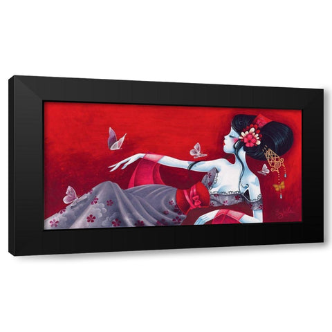 Cameliasheart Black Modern Wood Framed Art Print by Sybile