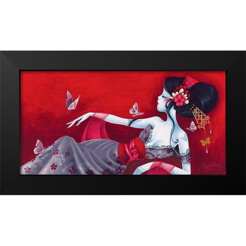 Cameliasheart Black Modern Wood Framed Art Print by Sybile