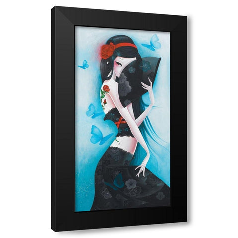 Hide Black Modern Wood Framed Art Print by Sybile