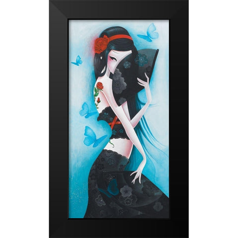 Hide Black Modern Wood Framed Art Print by Sybile