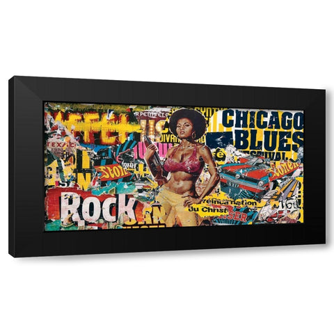 Chicago blues Black Modern Wood Framed Art Print by Durrey, Laurent