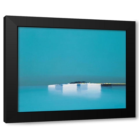 Reflets bleus Black Modern Wood Framed Art Print by Doutreleau