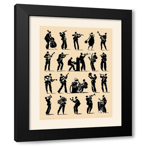 Jazz Black Modern Wood Framed Art Print with Double Matting by Geraud, Philippe