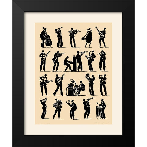 Jazz Black Modern Wood Framed Art Print by Geraud, Philippe