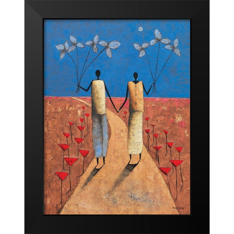 En chemin Black Modern Wood Framed Art Print by Rauscher, Michel