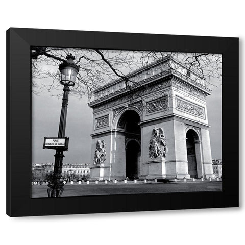 LArc de Triomphe deserte Black Modern Wood Framed Art Print by Carrara, Antoine