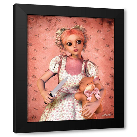 Chaotic Kitty Black Modern Wood Framed Art Print by Aura