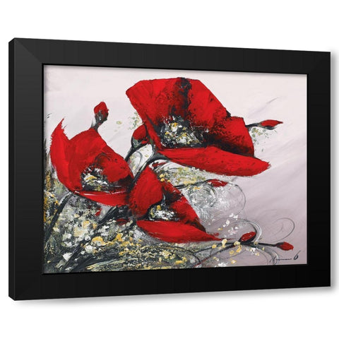 Bouquet de coquelicots III Black Modern Wood Framed Art Print by Tramoni, Oliver