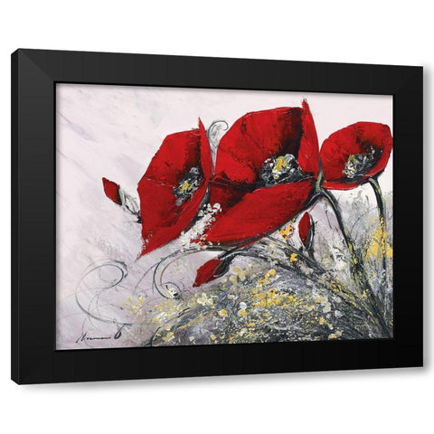 Bouquet de coquelicots IV Black Modern Wood Framed Art Print with Double Matting by Tramoni, Oliver