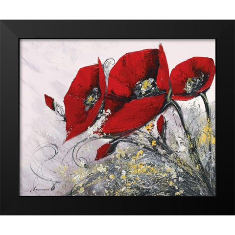 Bouquet de coquelicots IV Black Modern Wood Framed Art Print by Tramoni, Oliver