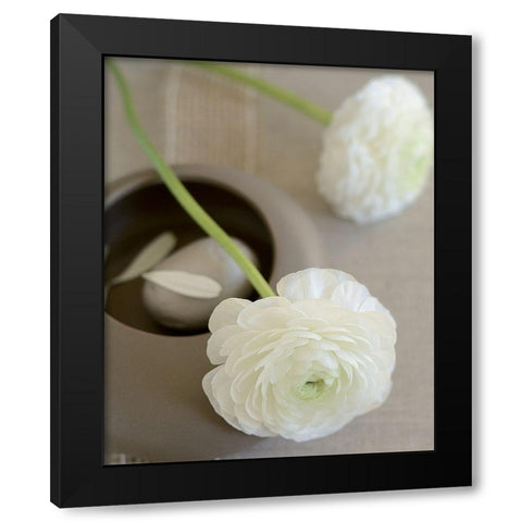 Renoncules sur bol Black Modern Wood Framed Art Print by Chatelain, Sonia