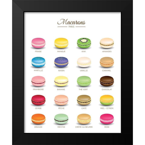 Macarons Menu Black Modern Wood Framed Art Print by Braun Studio