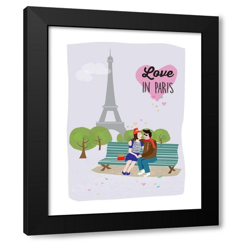 Love in Paris Black Modern Wood Framed Art Print by Braun Studio