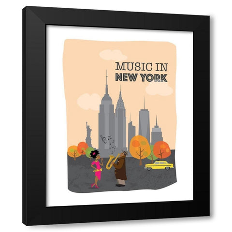 Music in New-York Black Modern Wood Framed Art Print by Braun Studio