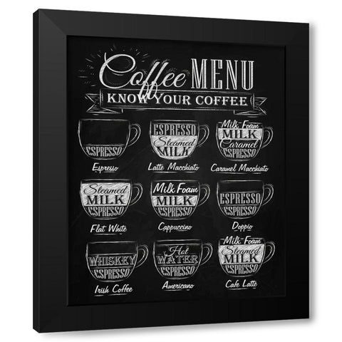 Know your Coffee Black Modern Wood Framed Art Print with Double Matting by Braun Studio