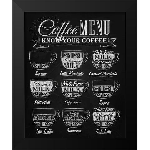 Know your Coffee Black Modern Wood Framed Art Print by Braun Studio