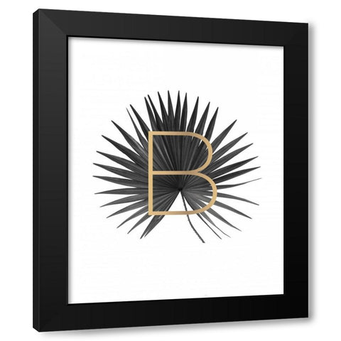 Palm Leaf with Gold Black Modern Wood Framed Art Print by Braun Studio