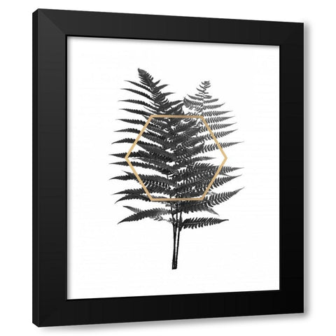 Fern Leaf with Gold Black Modern Wood Framed Art Print by Braun Studio