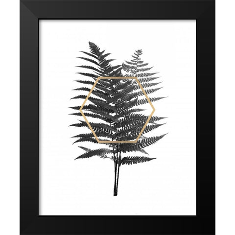 Fern Leaf with Gold Black Modern Wood Framed Art Print by Braun Studio