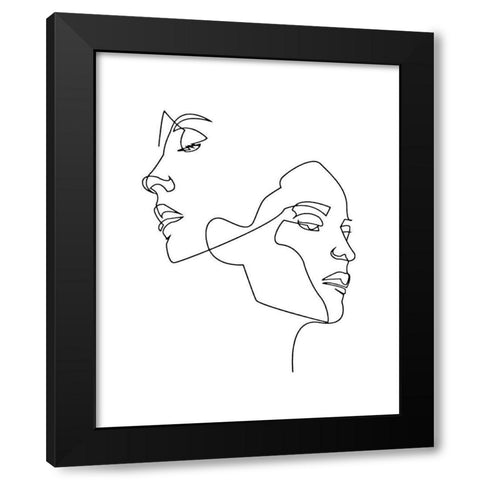 Visages Black Modern Wood Framed Art Print with Double Matting by BRAUN Studio