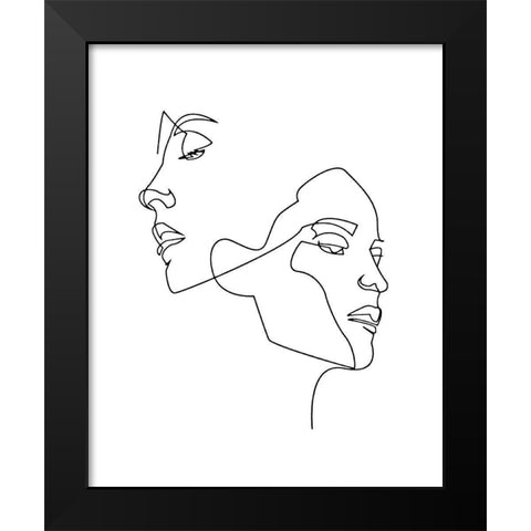 Visages Black Modern Wood Framed Art Print by BRAUN Studio