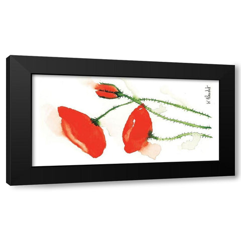 Trio de coquelicots II Black Modern Wood Framed Art Print with Double Matting by Blanchet, Karl