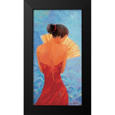 Femme a leventail Black Modern Wood Framed Art Print by Goubault, Francis