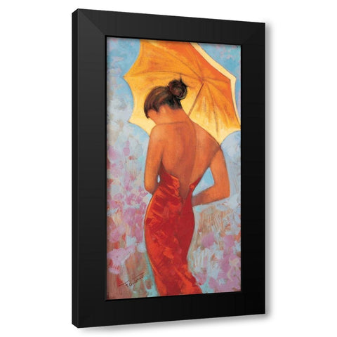 Femme a lombrelle Black Modern Wood Framed Art Print by Goubault, Francis