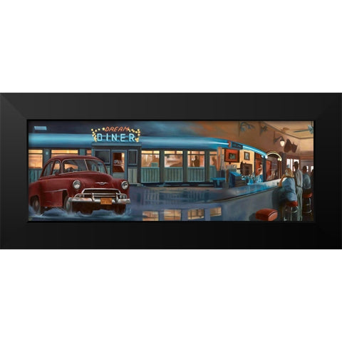 Dream Dinner Black Modern Wood Framed Art Print by Le Clanche, Sophie