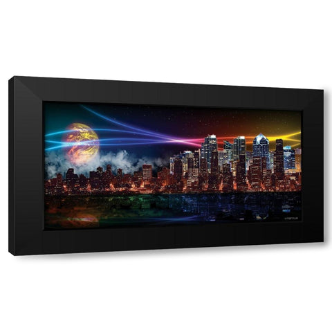 Future Skyline Black Modern Wood Framed Art Print with Double Matting by Marcus