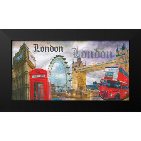 London Telephone Black Modern Wood Framed Art Print by BRAUN Studio