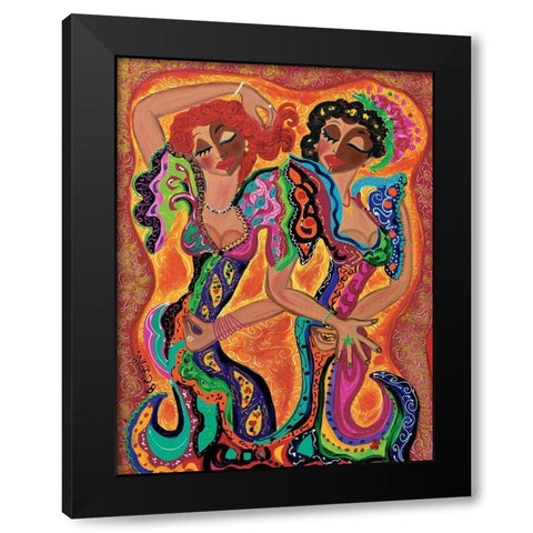 Gypsy dance Black Modern Wood Framed Art Print by Ingrid, B.