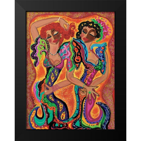 Gypsy dance Black Modern Wood Framed Art Print by Ingrid, B.