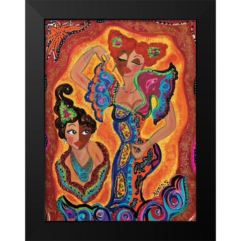 Les flamencas Black Modern Wood Framed Art Print by Ingrid, B.
