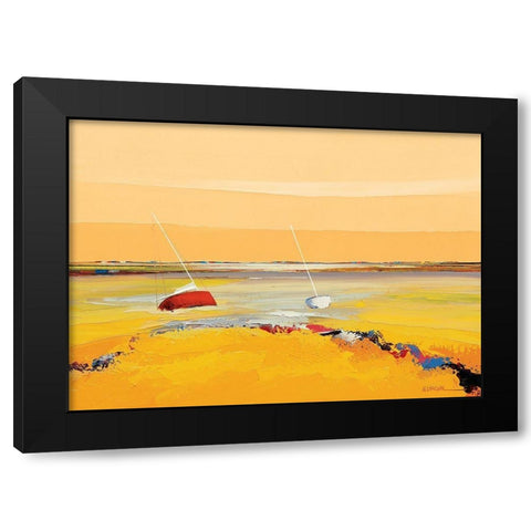 Barques sur horizon Black Modern Wood Framed Art Print with Double Matting by Eurgal, Christian