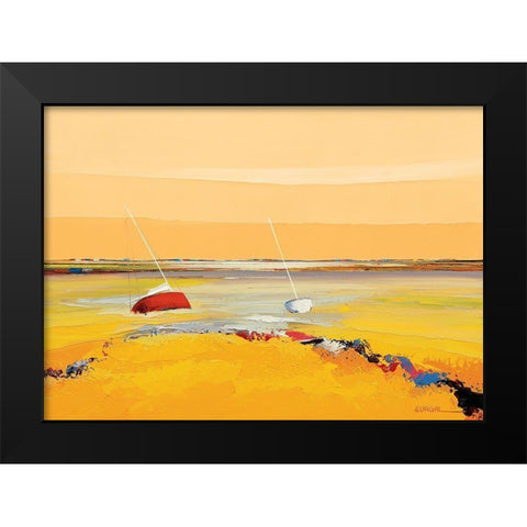 Barques sur horizon Black Modern Wood Framed Art Print by Eurgal, Christian