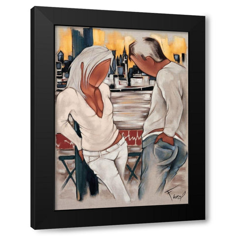 Brooklyn Sunset Black Modern Wood Framed Art Print with Double Matting by Farel, Pierre