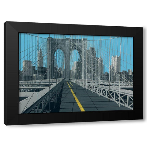 Brooklyn Bridge Black Modern Wood Framed Art Print by Peyret, Eric