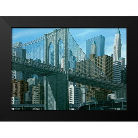 From East river Black Modern Wood Framed Art Print by Peyret, Eric