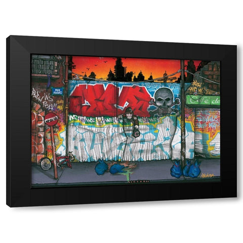 Rue Abbes Black Modern Wood Framed Art Print by Butch and Pea