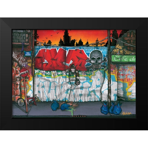Rue Abbes Black Modern Wood Framed Art Print by Butch and Pea