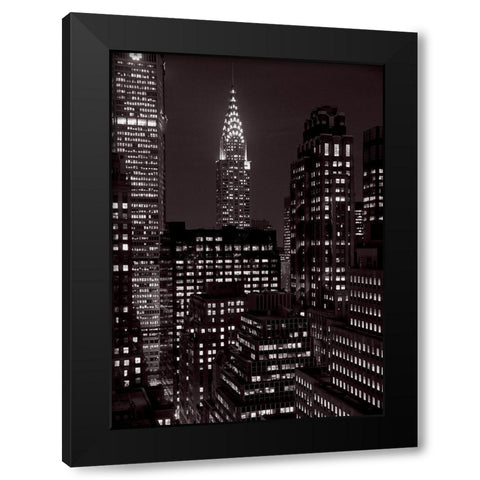 Le Chrysler Building la nuit, Manhattan Black Modern Wood Framed Art Print by Setboun, Michel