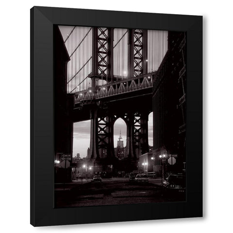 Manhattan skyline from Dumbo Black Modern Wood Framed Art Print with Double Matting by Setboun, Michel