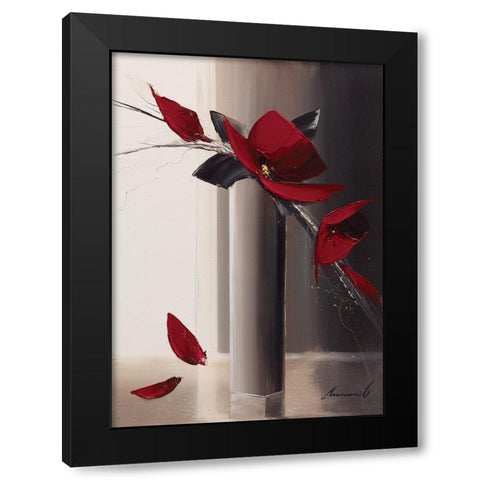 Bouquet rouge I Black Modern Wood Framed Art Print with Double Matting by Tramoni, Oliver