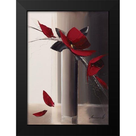 Bouquet rouge I Black Modern Wood Framed Art Print by Tramoni, Oliver
