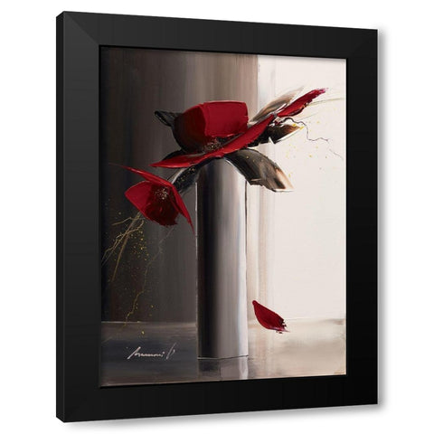 Bouquet rouge II Black Modern Wood Framed Art Print with Double Matting by Tramoni, Oliver
