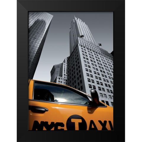 Chrysler Building NYC Taxi Black Modern Wood Framed Art Print by Setboun, Michel