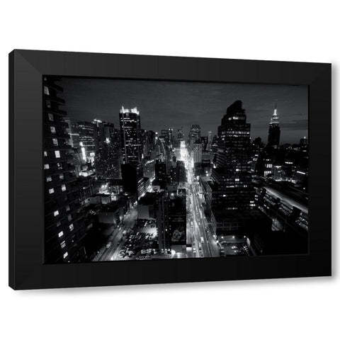 Traffic at night Black Modern Wood Framed Art Print with Double Matting by Setboun, Michel